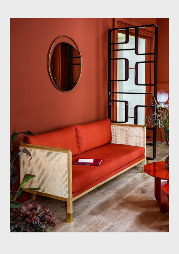 Contemporary sofa - CANE 210 - Red Edition - blue / multi-color / red